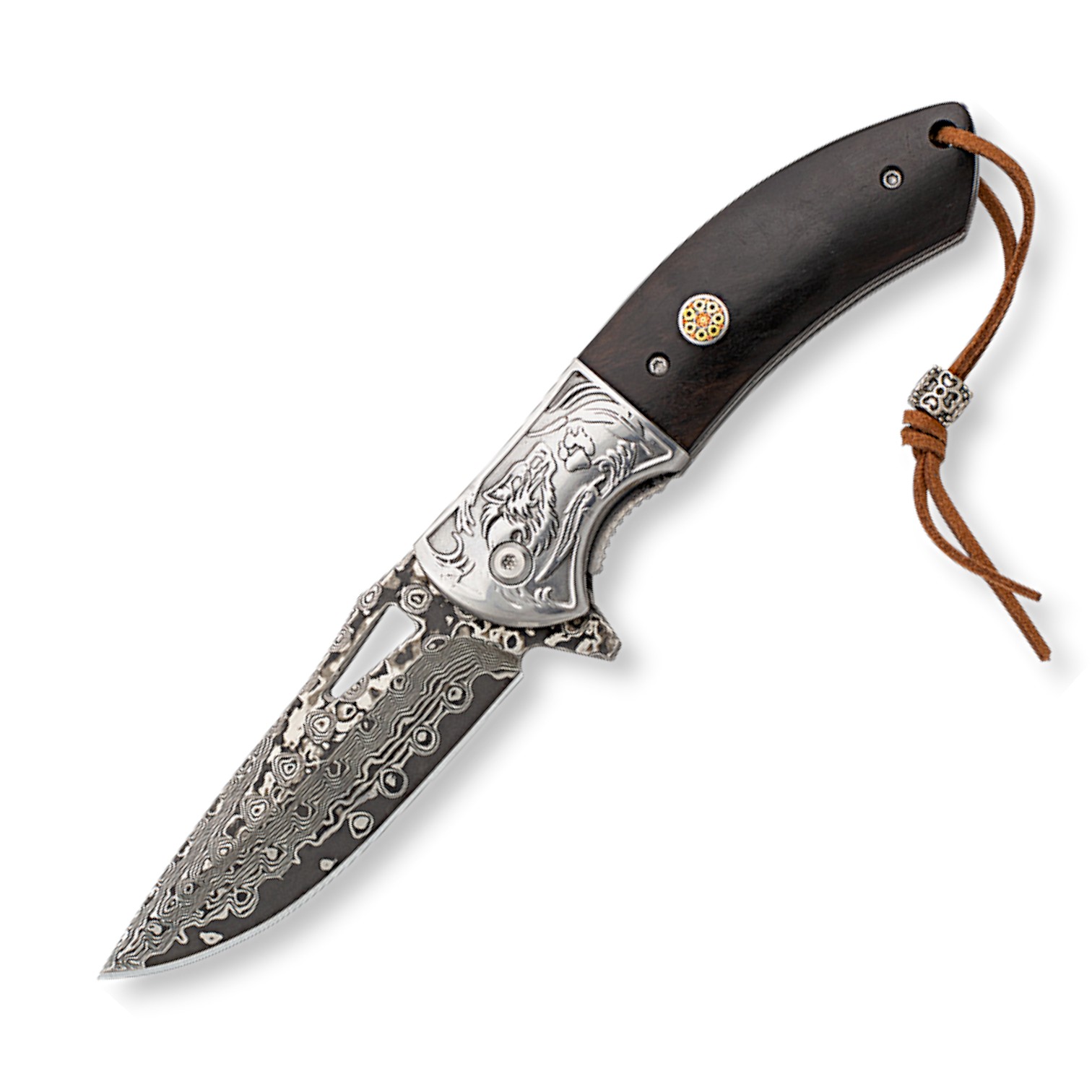 Taschenmesser mit Ebenholzgriff mit verzierter Zwinge und 8,5 cm ...