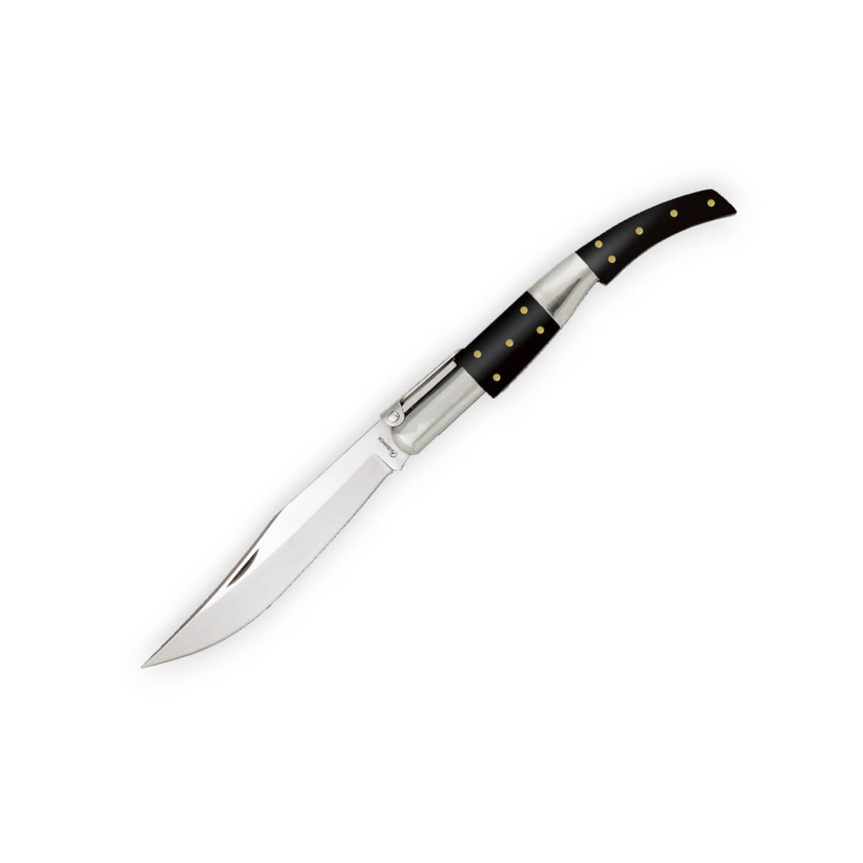 Arabic pocket knife with 8 cm ratchet blade and black stamina han...