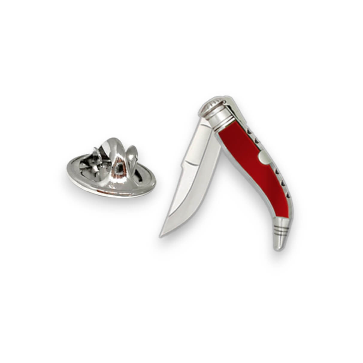 Teja-Klappmesser-Anstecknadel mit rotem Griff 2,1 cm