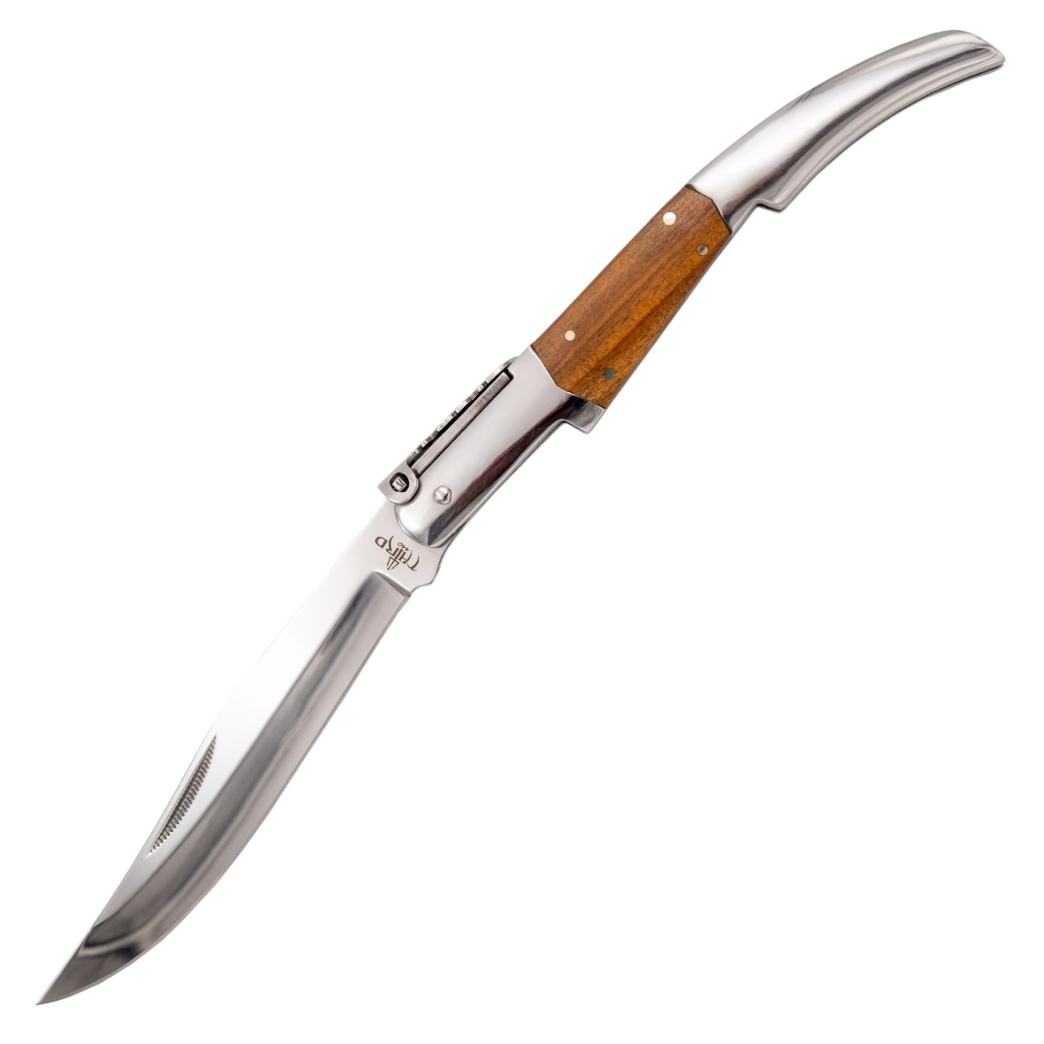 Ratchet pocket knife 13 cm steel 440 mirror finish with olive han...