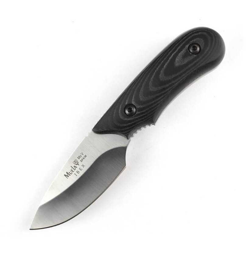 Cuchillo desollador Muela Ibex con mango de micarta negra y hoja ...