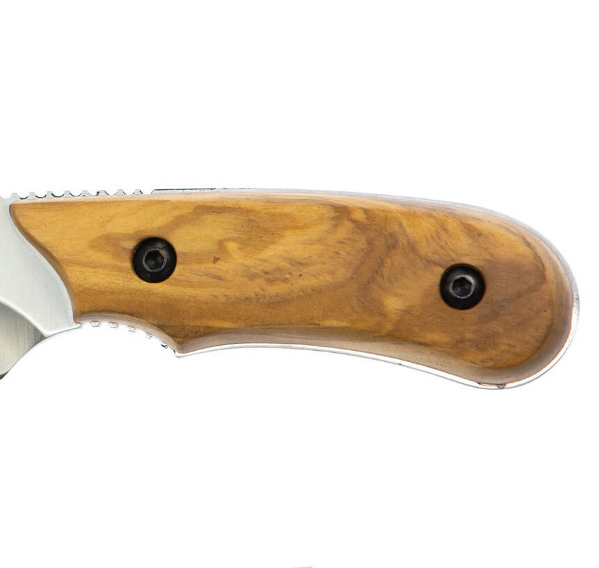 Cuchillo desollador Muela Ibex con mango de madera de olivo y hoja de 7.5 cm