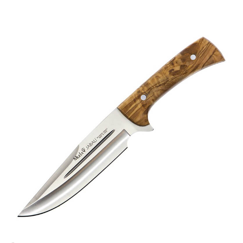 Cuchillo de caza Muela Jabali con mango de madera de olivo y hoja...