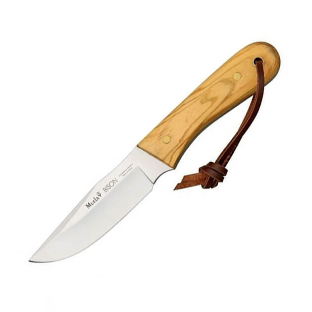 Cuchillo de caza Muela Bison 9OL con mango de madera de olivo y h...