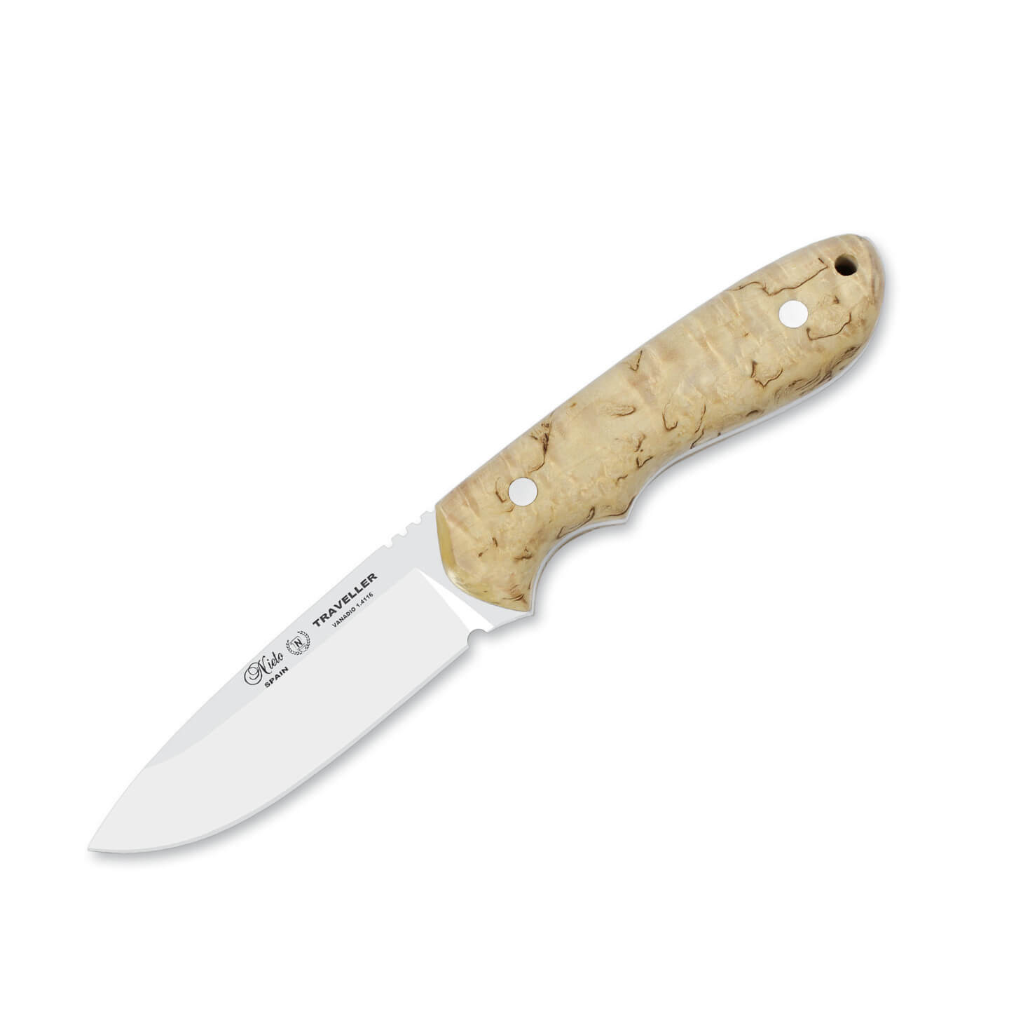 Cuchillo bushcraft Nieto Traveller con mango de madera de abedul ...