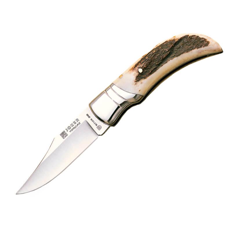 Navaja de bolsillo Joker Torcaz con mango de asta de ciervoy hoja...