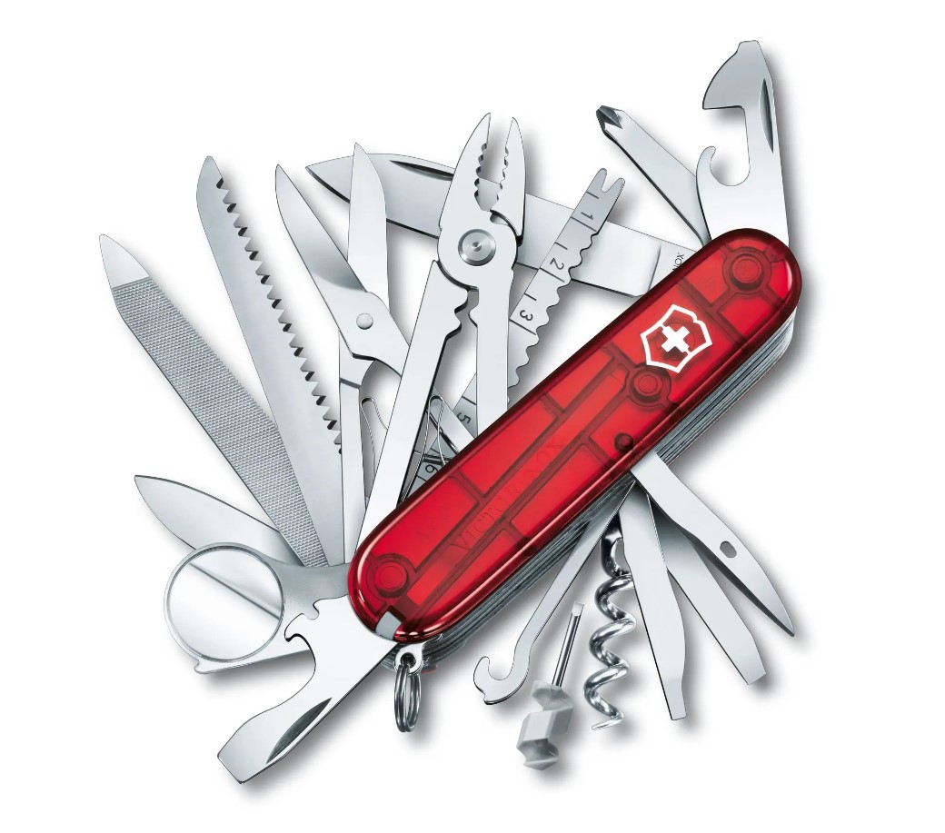 Canivete de bolso Victorinox Swiss Champ vermelho translúcido com...