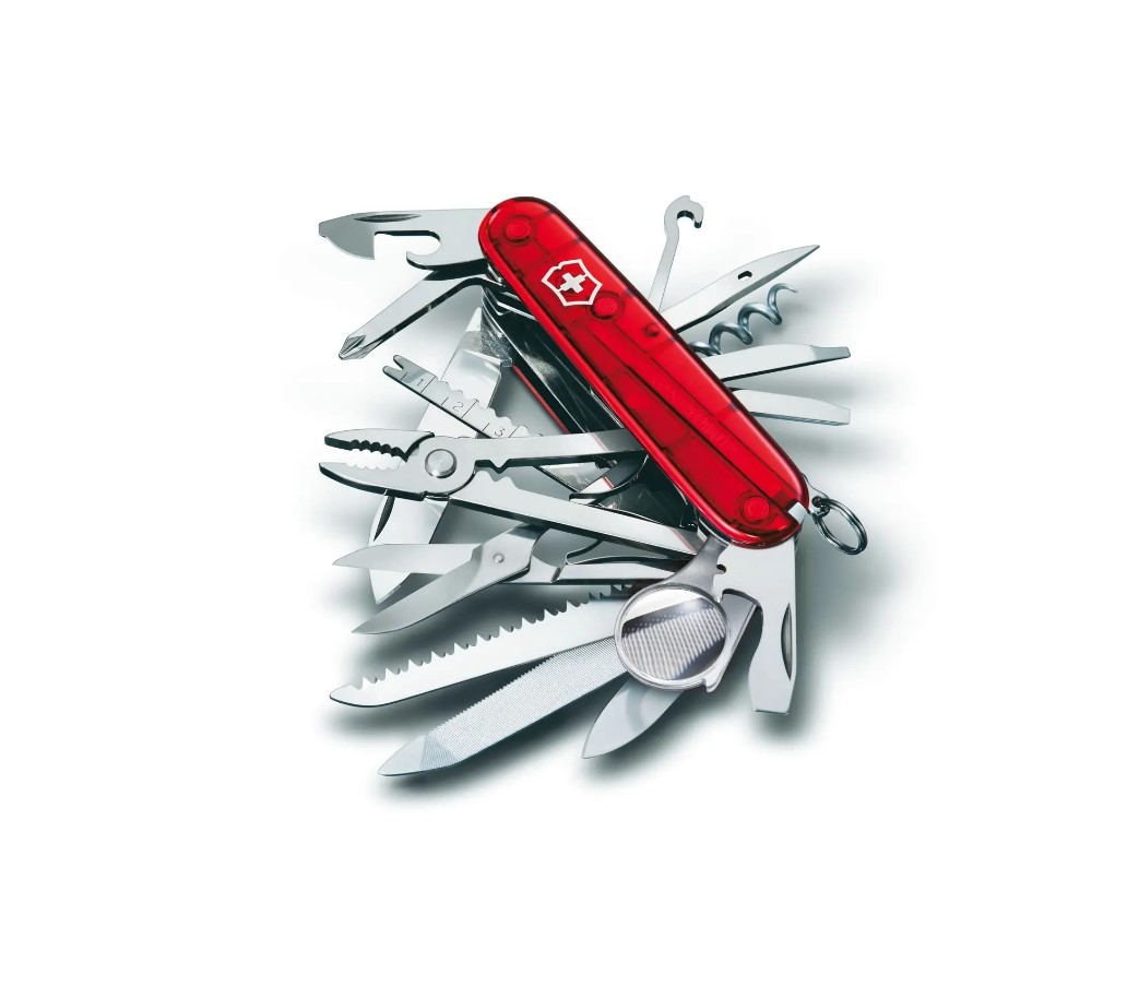 Coltello tascabile Victorinox Swiss Champ rosso traslucido con 33 funzioni
