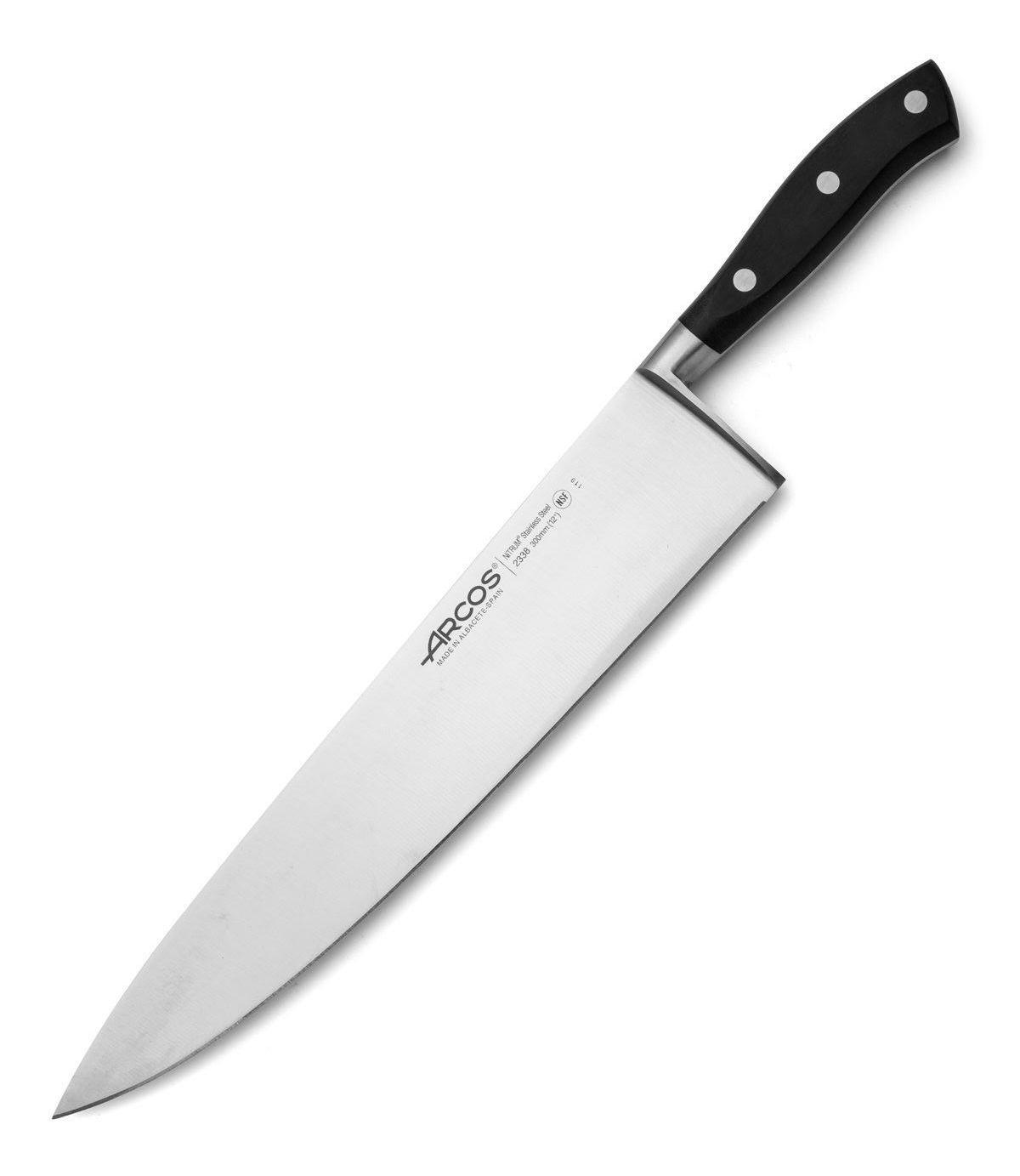Cuchillo cocinero Arcos Riviera negra con hoja de acero NITRUM de 30 cm