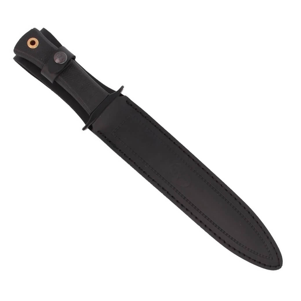 Cuchillo de caza Muela Scorpion-26W con mango de goma negra y hoja satinada de 26 cm