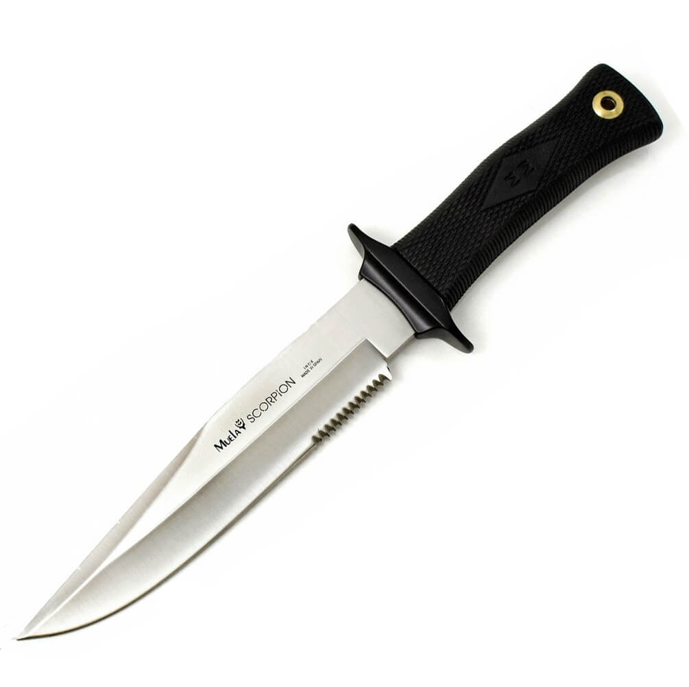 Cuchillo de caza Muela Scorpion-18W con mango de goma negra y hoj...