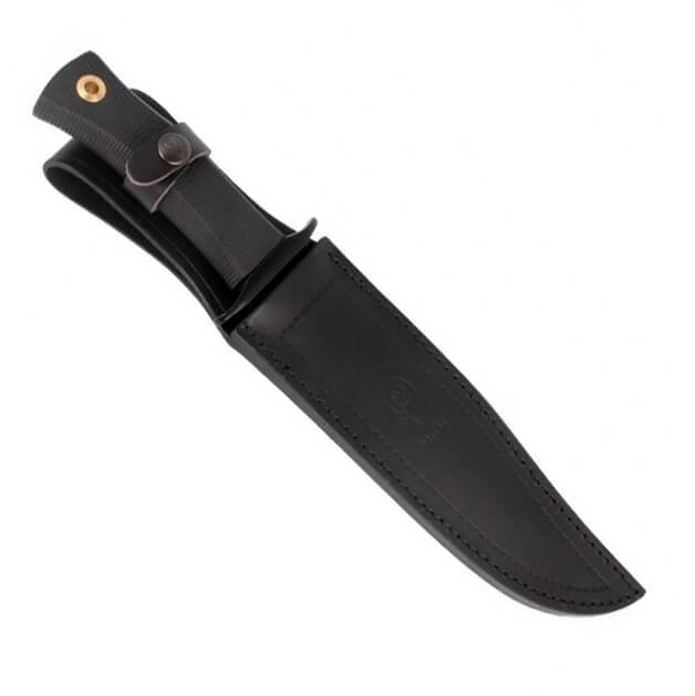 Cuchillo de caza Muela Mirage-23 con mango de goma negra y hoja de 23 cm