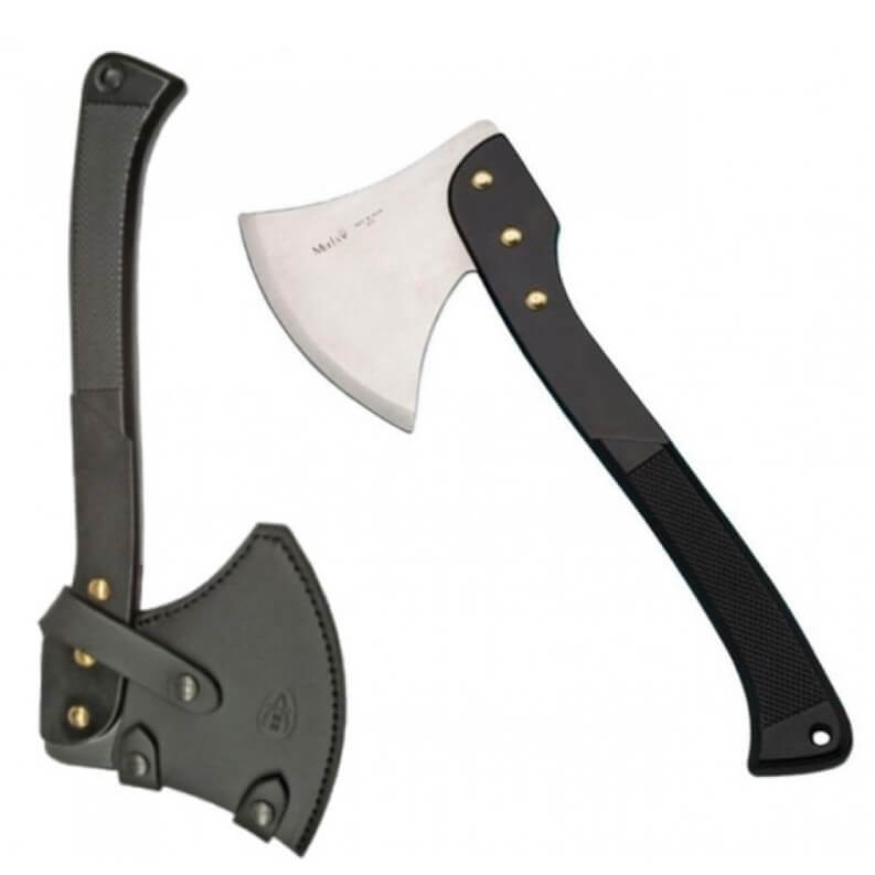 Hacha de caza Muela Ha-W con mango de aluminio y funda de cuero