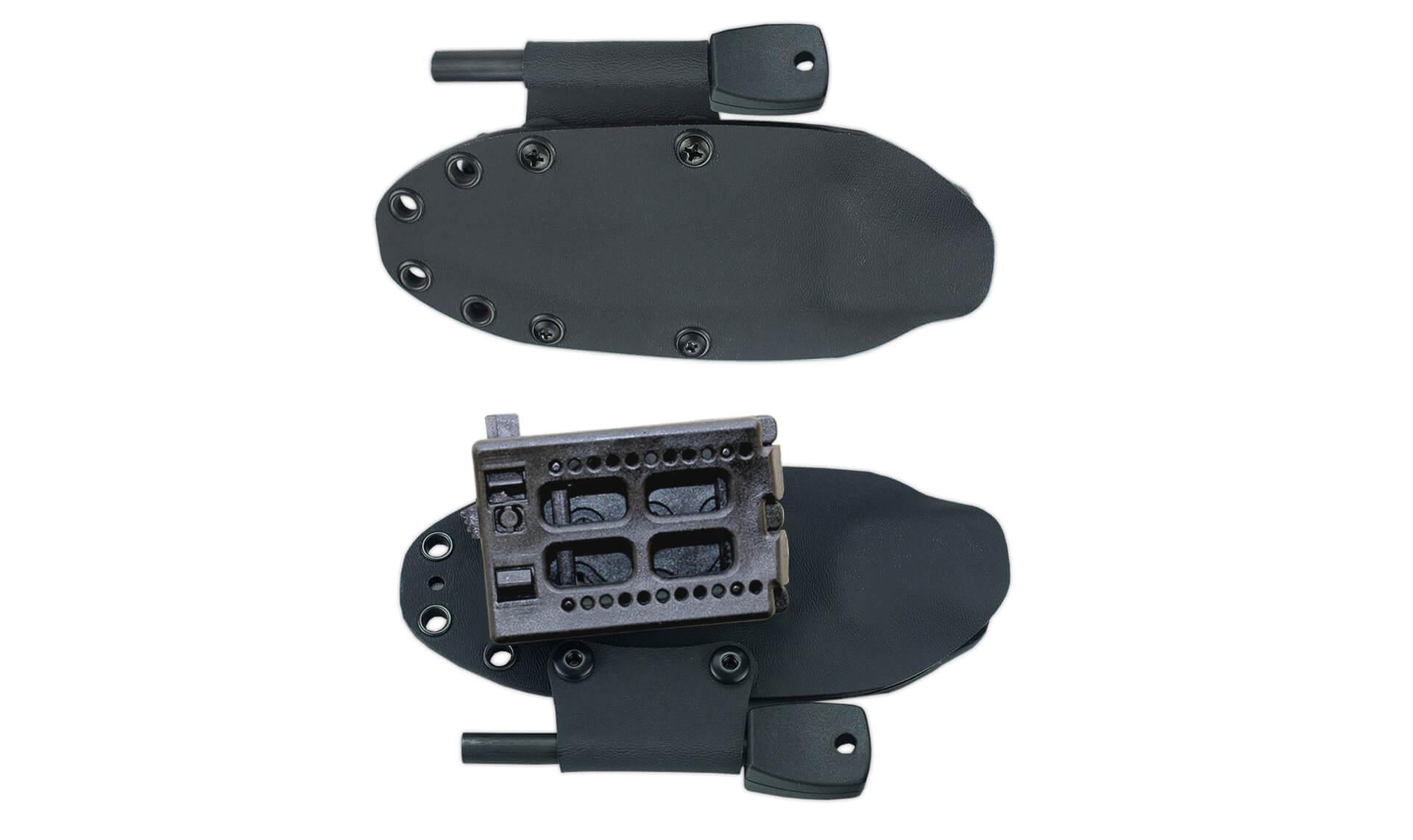 Faca Cudeman MT1. Punho em micarta preta. Bainha Kydex