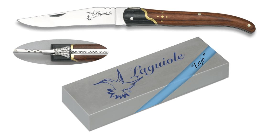 Laguiole Albainox pocket knife with red stamina handle, black sta...