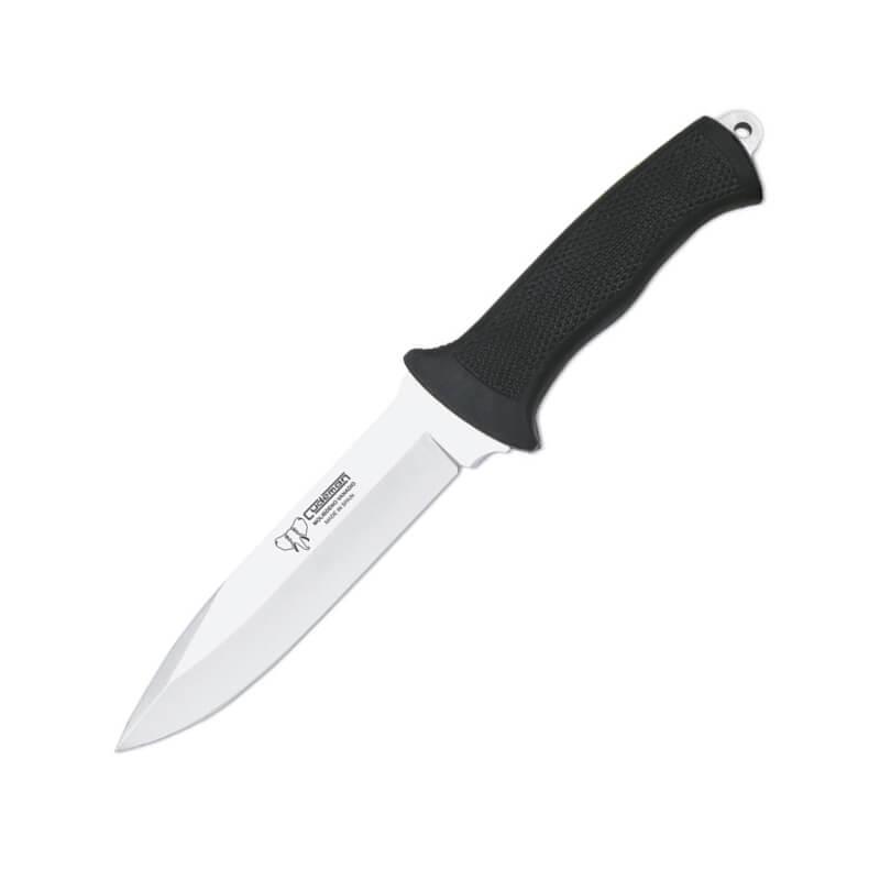 Cudeman TORNADO model tactical knife. Black rubber handle. Satin finish