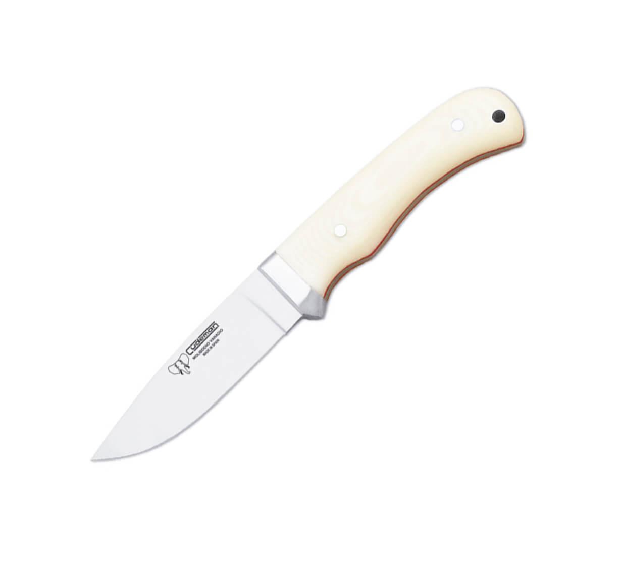 Cuchillo de caza Cudeman con mango en micarta blanca y hoja de 9 cm