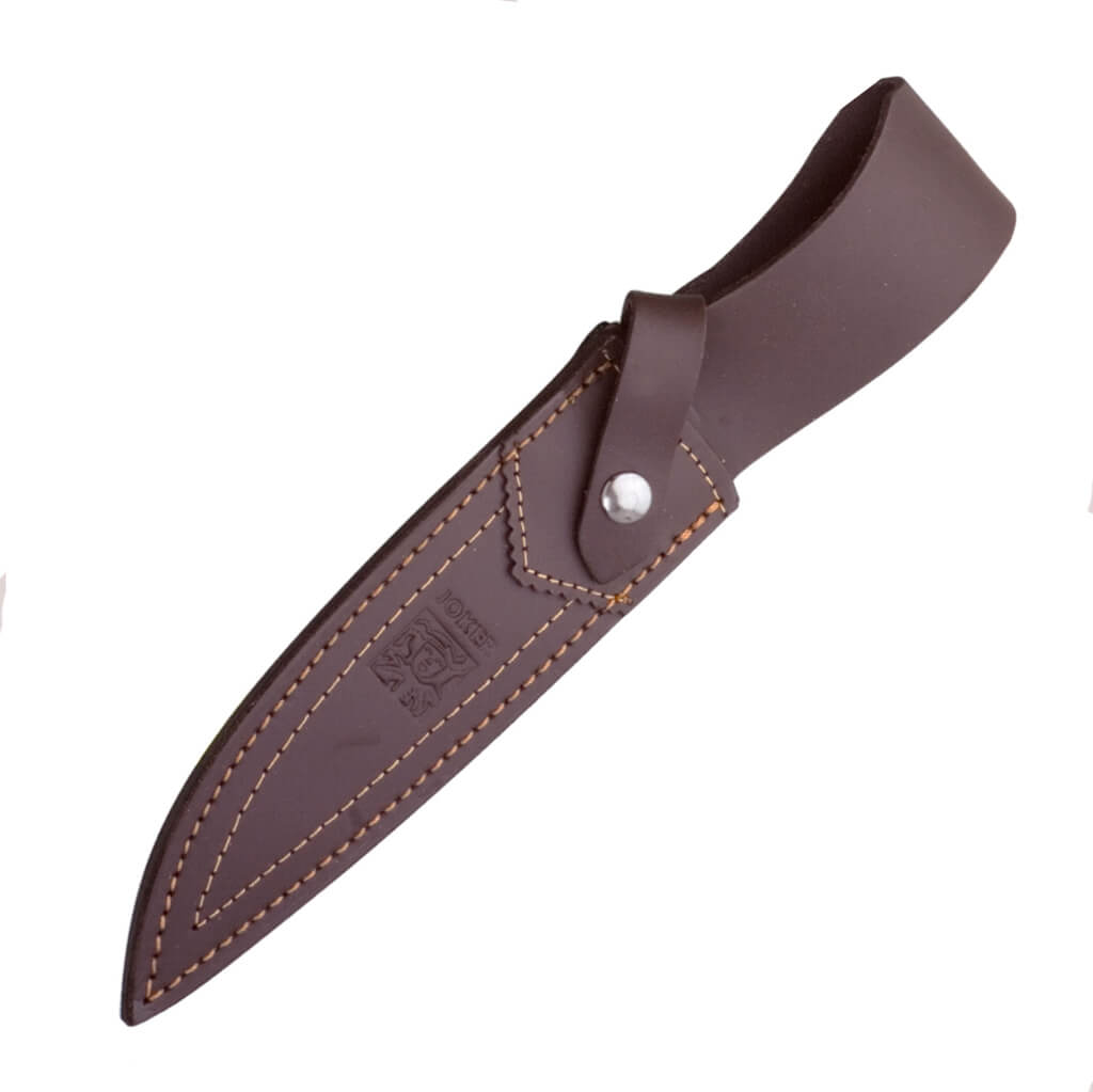 Faca de caça Jabato com cabo de chifre de veado esculpido à mão e lâmina drop point de 14 cm