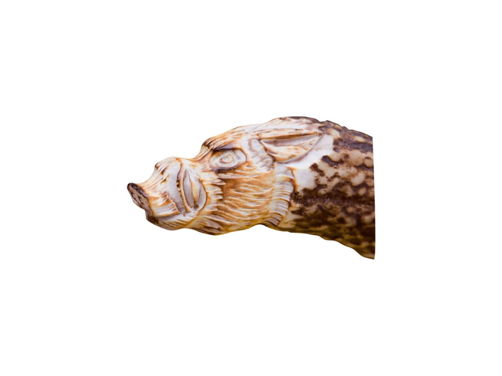 Cuchillo de caza Jabato con mango de asta de ciervo tallado a mano y hoja de 14 cm