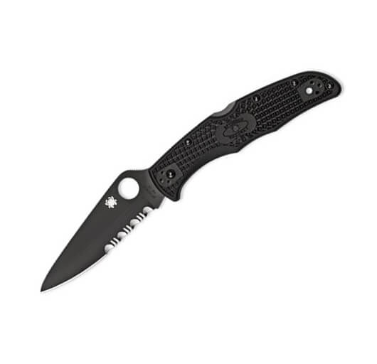 Navaja Spyderco Endura 4 con hoja negra de VG10 con filo mitad de...