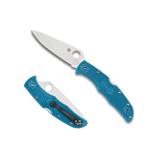 Canivete Spyderco Endura 4 com lâmina VG10 e cabo FRN azul