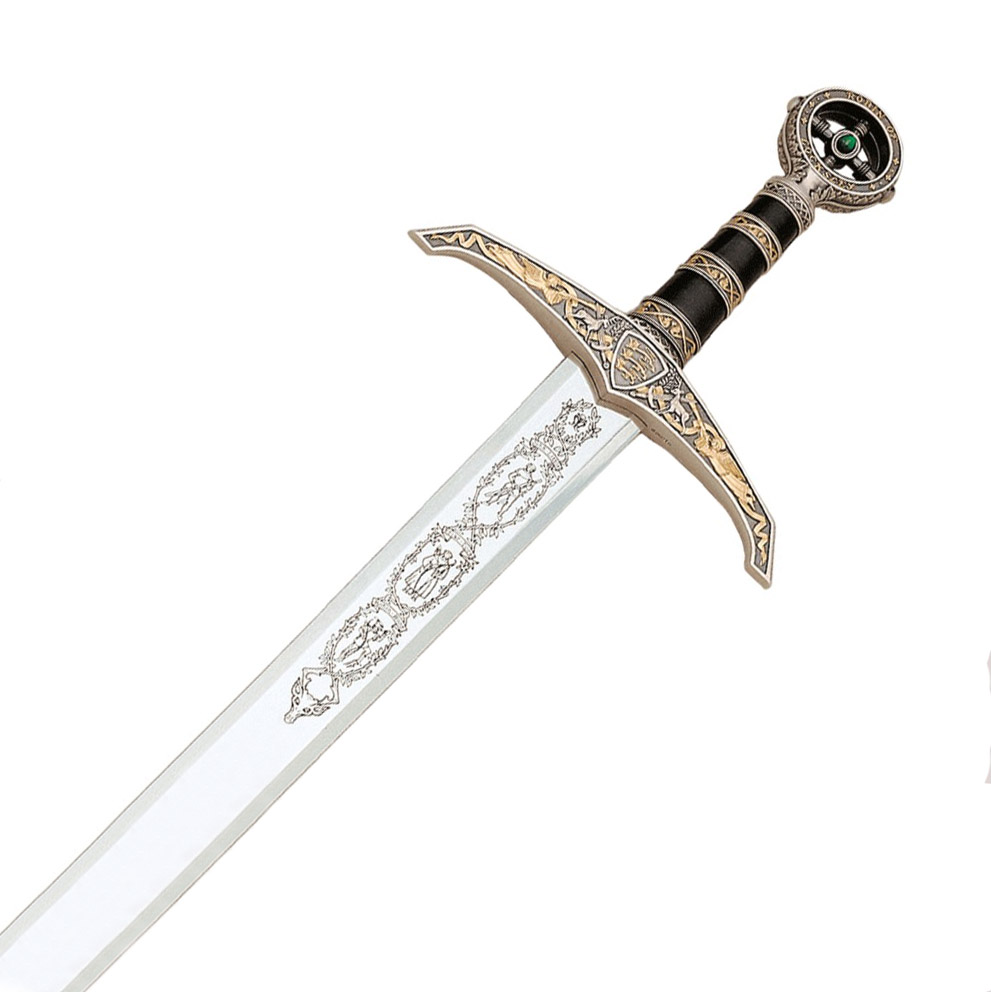 Robin Hood sword with black and silver hilt with gold decorations 754