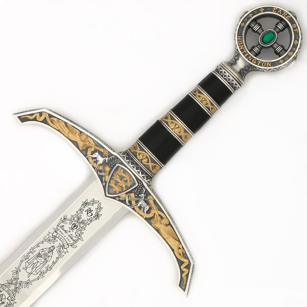 Robin Hood sword with black and silver hilt with gold decorations 754