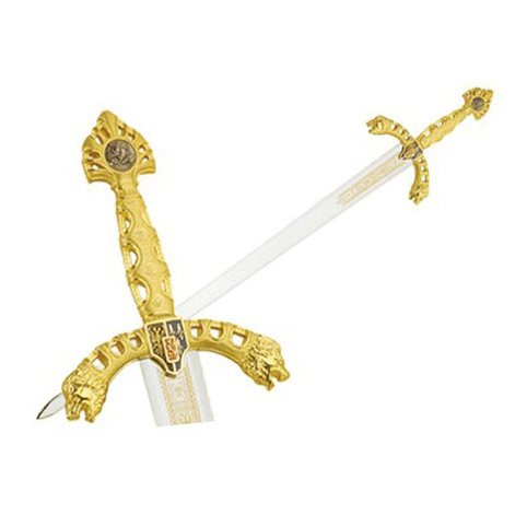 Espada de Roldán con empuñadura dorada con decoraciones 564