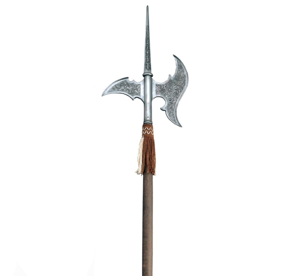 Hacha Alabarda de tamaño real con mango de madera 8503
