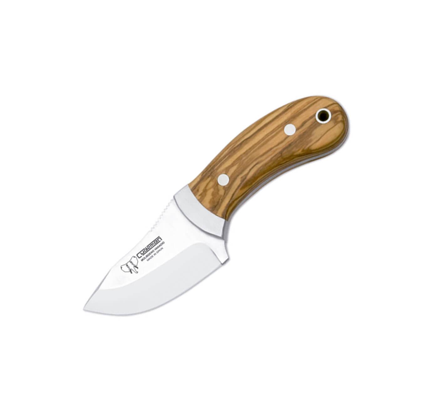 Cuchillo desollador Cudeman  288-L con puño de madera de olivo y ...