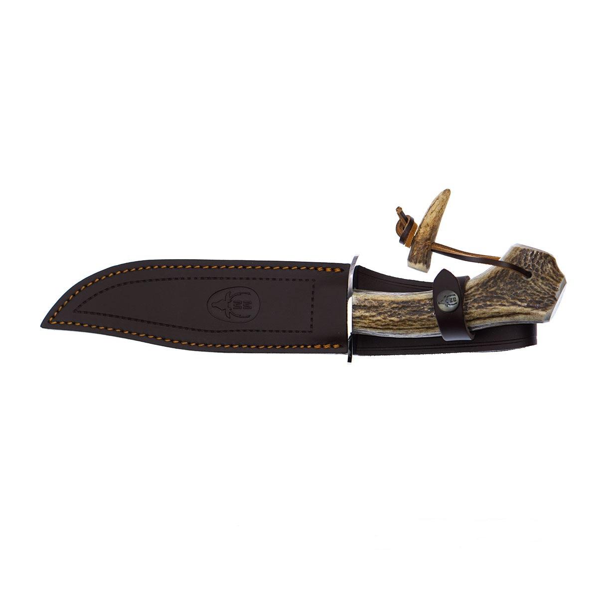 Faca de caça Muela Albar com cabo de chifre de veado e proteção em aço inoxidável