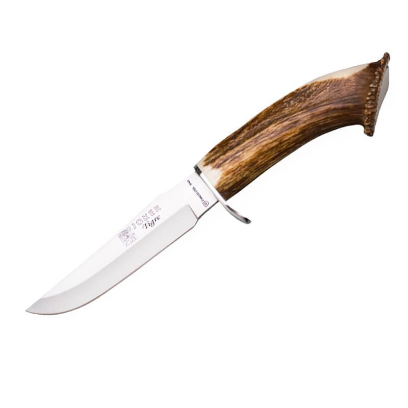 Joker Tigre hunting knife with deer antler handle with rosette and 14 cm blade