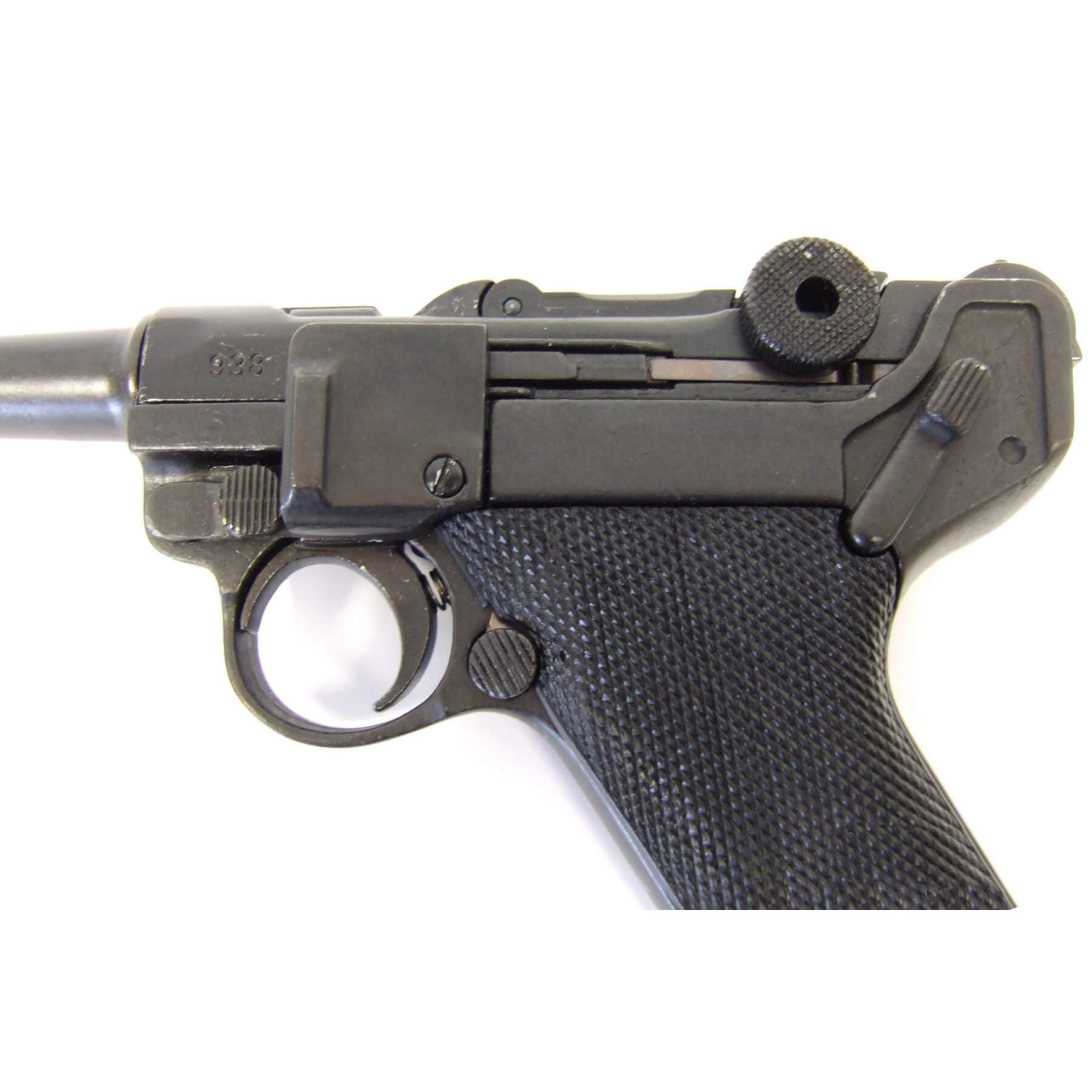 Pistola Parabellum Luger P08, Alemania 1898 fabricada en metal y cachas de plástico negro