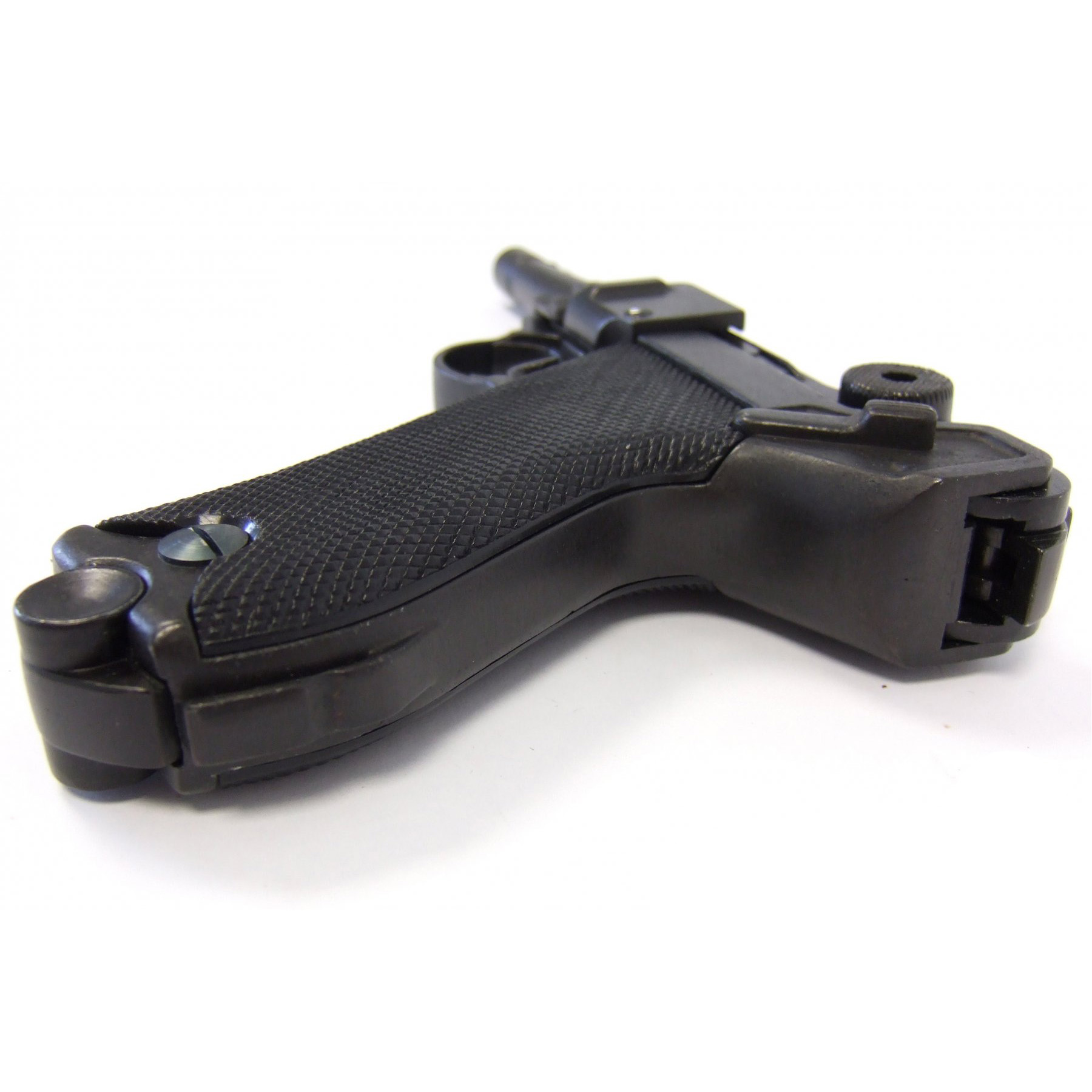 Pistola Parabellum Luger P08, Alemania 1898 fabricada en metal y cachas de plástico negro