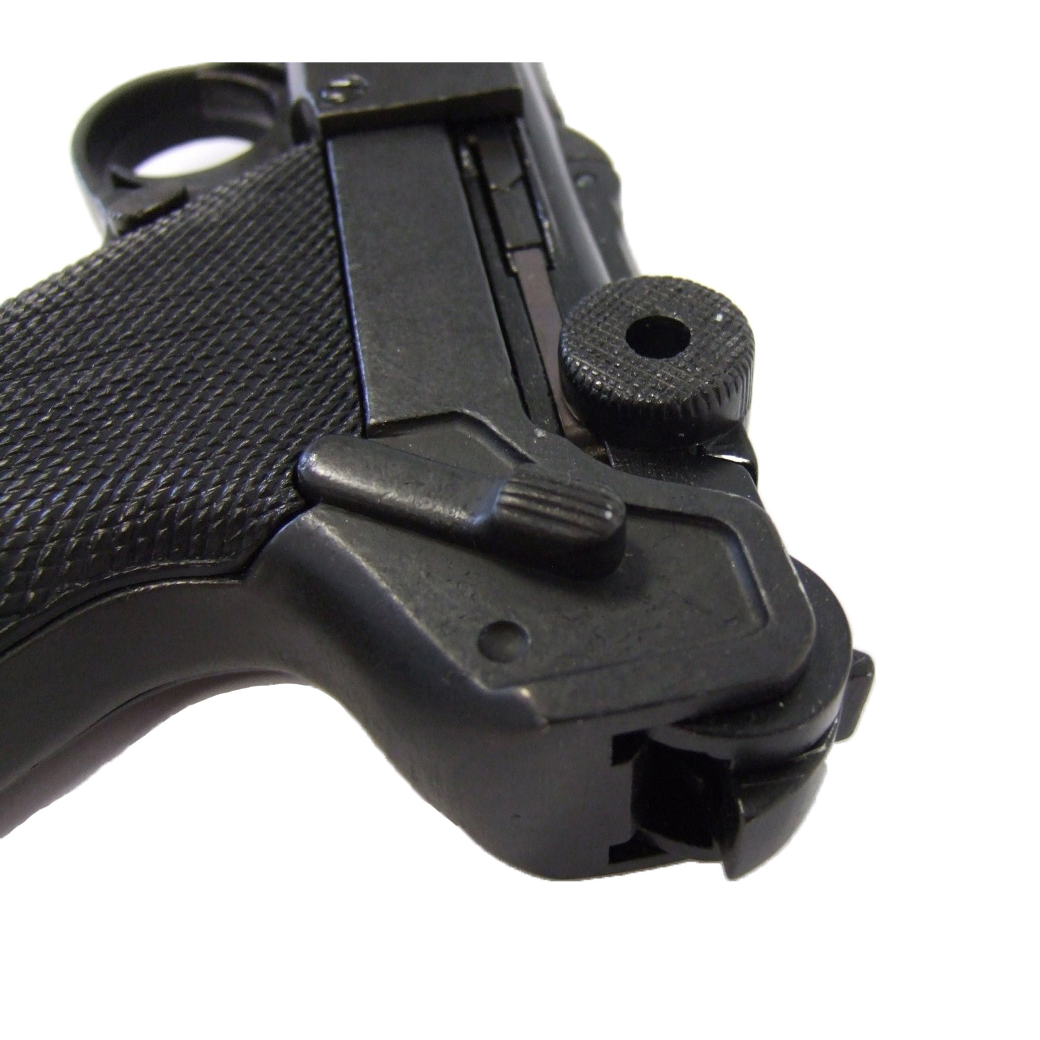 Pistola Parabellum Luger P08, Alemania 1898 fabricada en metal y cachas de plástico negro