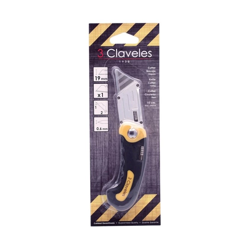 Cutter navaja plegable con mango de Zinc-Alloy PP+TPR 3 Claveles