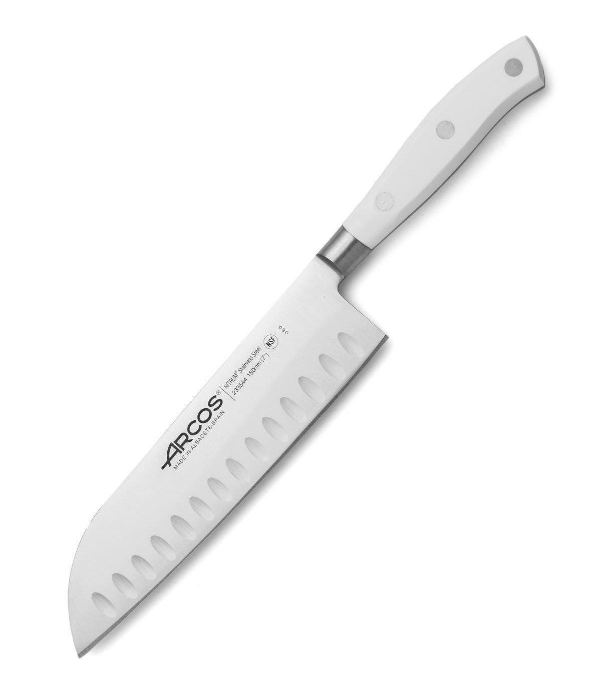 Cuchillo Santoku Arcos Riviera Blanca con hoja de 18 cm