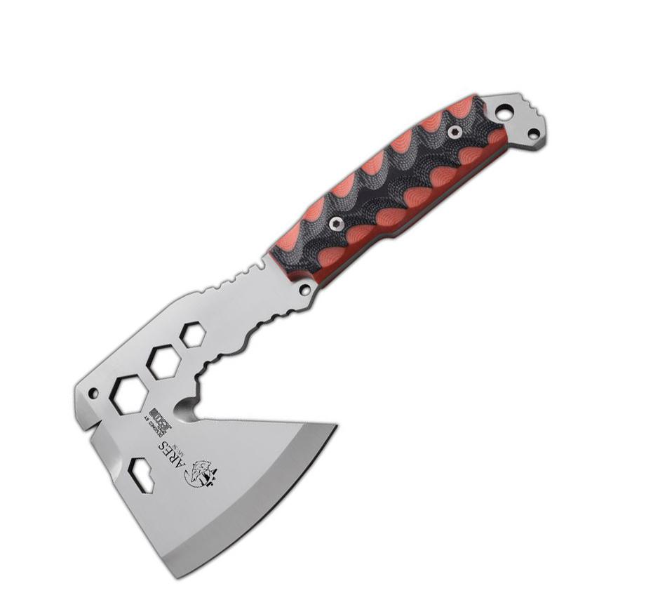 JV Hacha Ares con mango de micarta bicolor y hoja multifunción