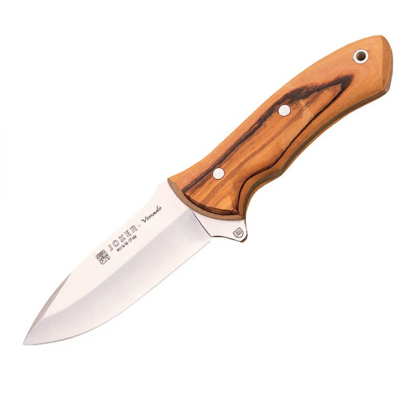 Cuchillo de caza Joker Venado con mango de madera de olivo