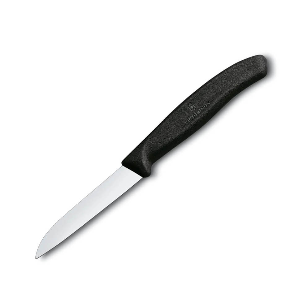 Cuchillo de verduras clásico Victorinox con filo liso y mango neg...