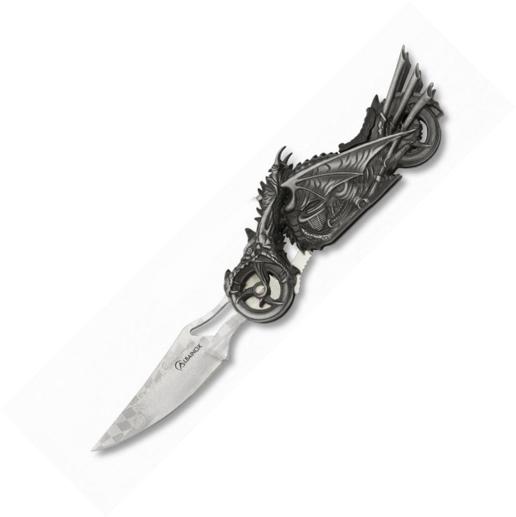 Canivete Albainox motocicleta com dragão, lâmina de 8,5 cm