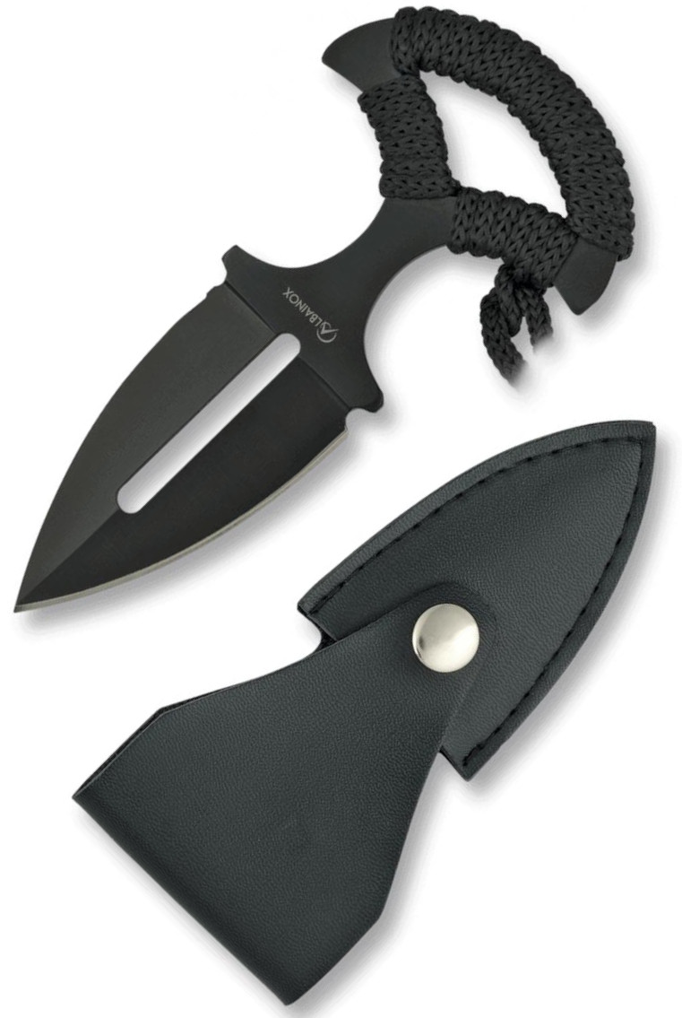 Cuchillo táctico negro de Albainox con mango encordado y hoja de ...