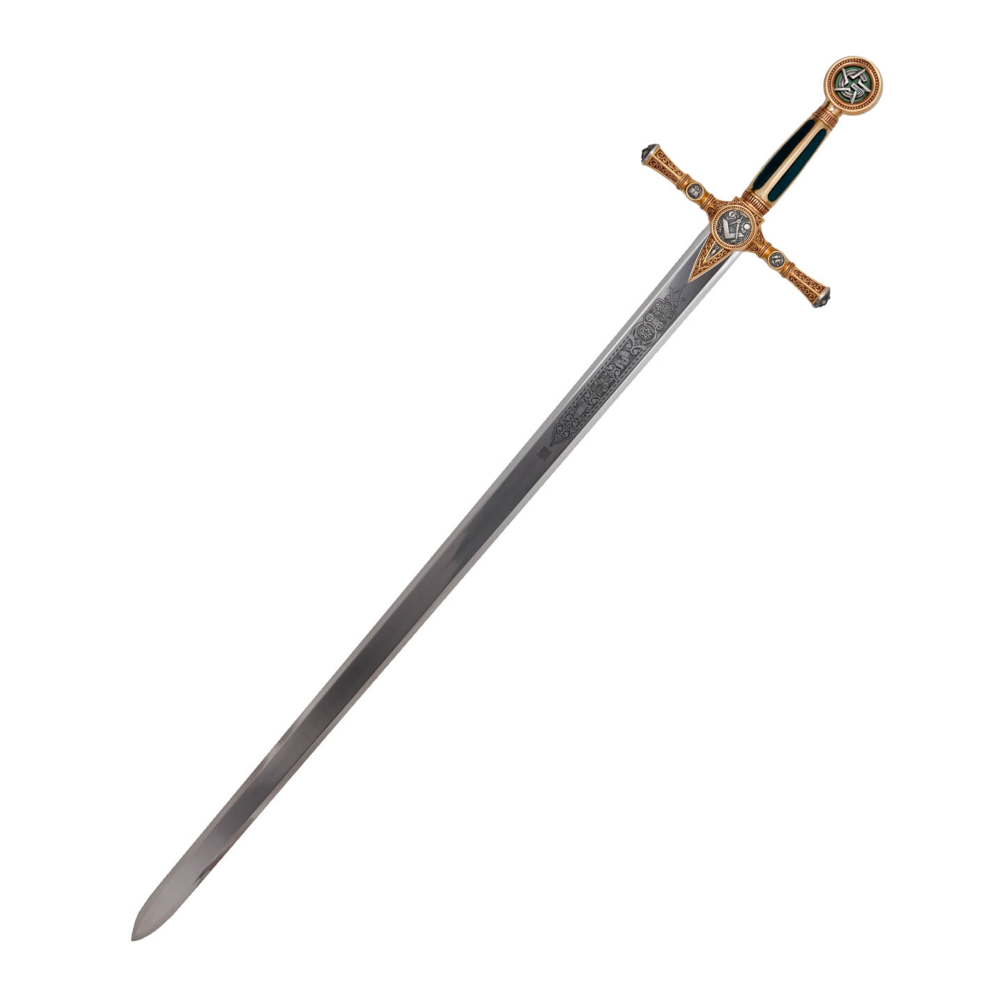 Espada maçônica em ouro com gravação profunda Marto MA775