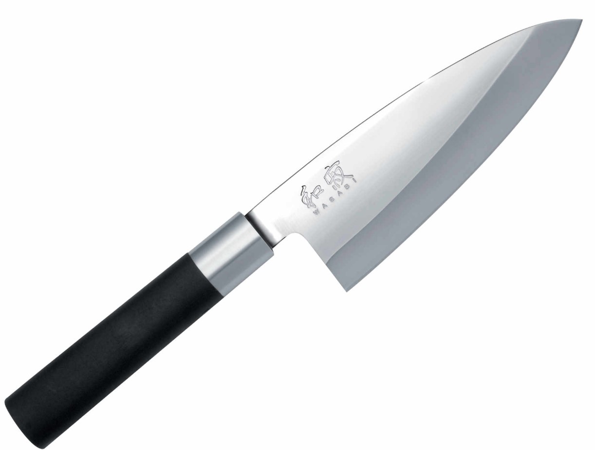 Faca Japonesa Deba KAI Wasabi Black com lâmina de 15 cm 6715D