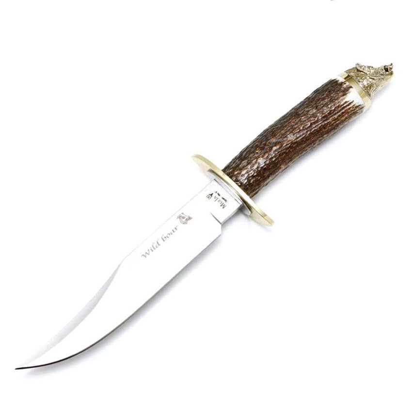 Cuchillo de caza Muela Wilboard-16A con mango de asta de ciervo c...