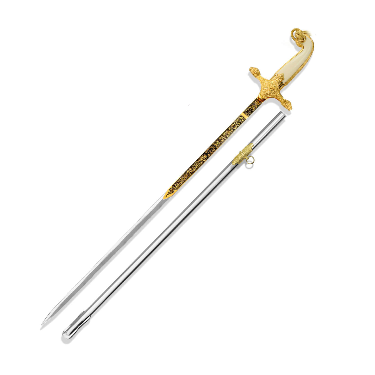 Sabre General do Exército Espanhol com punho de latão banhado a o...