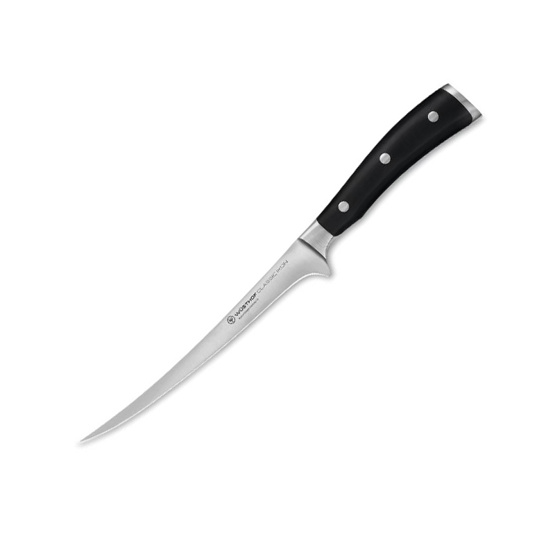 Cuchillo de filetear curvo con hoja de 18 cm Wusthof Classic Ikon