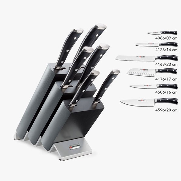 Bloco de cozinha Wusthof Classic Ikon preto com 6 facas 9876