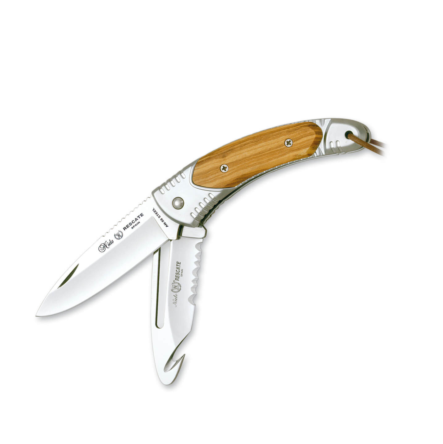 Navaja Nieto Rescate con mango de cromo duro y madera de olivo y ...