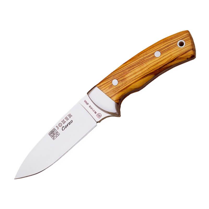 Cuchillo de caza Joker Corzo con mango de madera de olivo y hoja de 10 cm